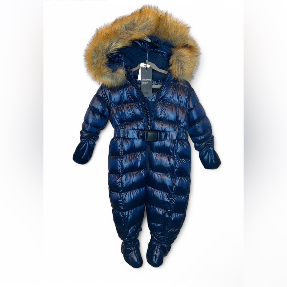 NWT Jordan Craig Gender Neutral Kids Navy Blue Puffer Snowsuit Size 6-9 Months
